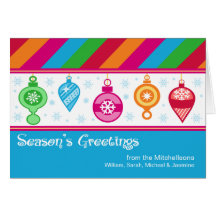 Bright Colours Fun Ornaments Folded Holiday Card