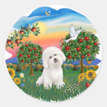 Bright Country - Bichon Frise Round Sticker