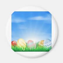 Bright Easter eggs background Fridge Magnets