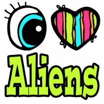 Bright Eye Heart I Love Aliens Photo Cut Outs