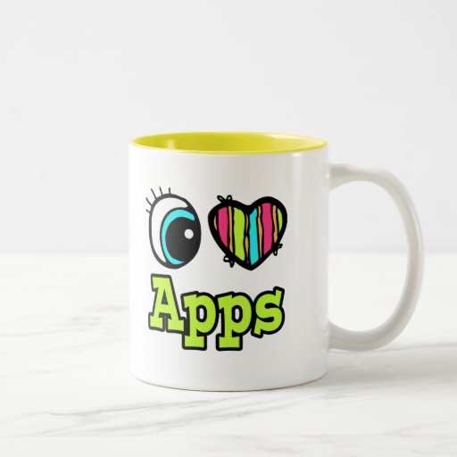 Bright Eye Heart I Love Apps Coffee Mugs