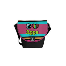 Bright Eye Heart I Love Apps Messenger Bag
