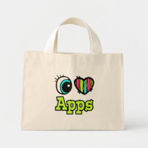 Bright Eye Heart I Love Apps Tote Bag