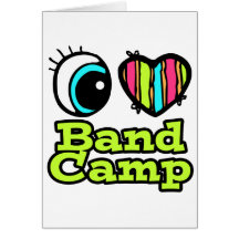 Bright Eye Heart I Love Band Camp Greeting Cards