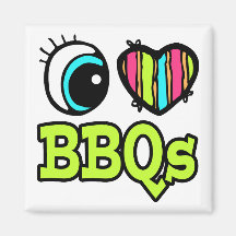 Bright Eye Heart I Love BBQs Refrigerator Magnet