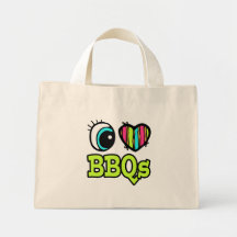Bright Eye Heart I Love BBQs Tote Bags