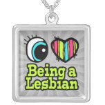 Bright Eye Heart I Love Being a Lesbian Custom Necklace
