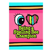Bright Eye Heart I Love Being a Spelling Bee Champ Custom Invite