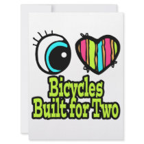 Bright Eye Heart I Love Bicycles Built For Two Custom Announcement