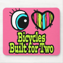 Bright Eye Heart I Love Bicycles Built For Two Mouse Pads