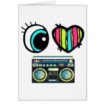 Bright Eye Heart I Love Boom Boxes Picture Card