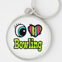 Bright Eye Heart I Love Bowling Key Chains