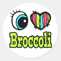 Bright Eye Heart I Love Broccoli Sticker