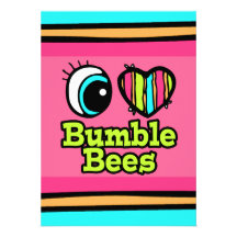 Bright Eye Heart I Love Bumble Bees Personalized Invite