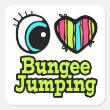 Bright Eye Heart I Love Bungee Jumping Stickers