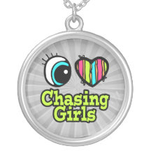 Bright Eye Heart I Love Chasing Girls Necklace