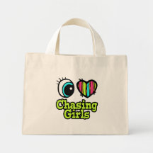 Bright Eye Heart I Love Chasing Girls Tote Bag