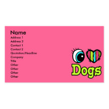 Bright Eye Heart I Love Dogs Business Cards