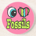 Bright Eye Heart I Love Fossils Beverage Coaster