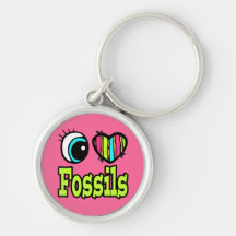 Bright Eye Heart I Love Fossils Keychains