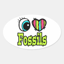 Bright Eye Heart I Love Fossils Stickers