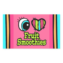 Bright Eye Heart I Love Fruit Smoothies Rectangular Stickers