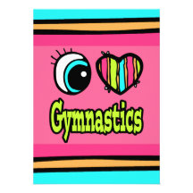 Bright Eye Heart I Love Gymnastics Custom Invite