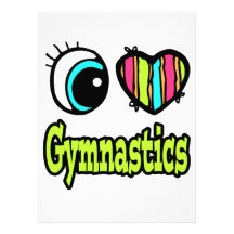 Bright Eye Heart I Love Gymnastics Custom Invitations
