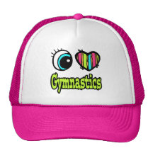 Bright Eye Heart I Love Gymnastics Trucker Hat