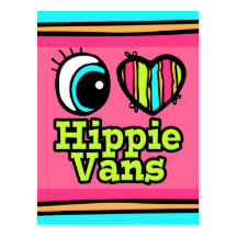 Bright Eye Heart I Love Hippie Vans Post Cards