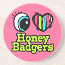 Bright Eye Heart I Love Honey Badgers Beverage Coaster