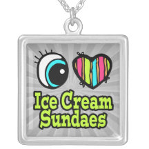 Bright Eye Heart I Love Ice Cream Sundaes Personalised Necklace