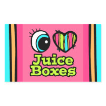 Bright Eye Heart I Love Juice Boxes Rectangular Sticker