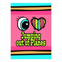 Bright Eye Heart I Love Jumping out of Planes Personalised Invitation