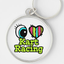 Bright Eye Heart I Love Kart Racing Key Chains