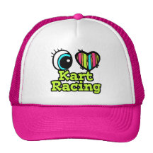 Bright Eye Heart I Love Kart Racing Trucker Hats