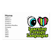 Bright Eye Heart I Love Learning Foreign Languages Business Card Templates