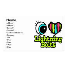 Bright Eye Heart I Love Lightning Bolts Business Card Template