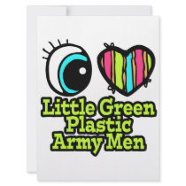 Bright Eye Heart I Love Little Green Plastic Army Personalised Invite