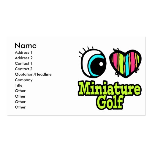 Bright Eye Heart I Love Miniature Golf Business Card Templates