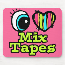 Bright Eye Heart I Love Mix Tapes Mousemat