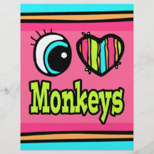 Bright Eye Heart I Love Monkeys Custom Flyer