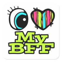 Bright Eye Heart I Love My BFF Sticker