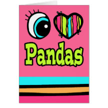 Bright Eye Heart I Love Pandas Card