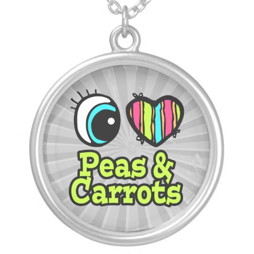 Bright Eye Heart I Love Peas and Carrots Necklace
