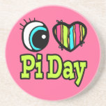 Bright Eye Heart I Love Pi Day Coaster