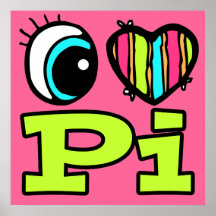 Bright Eye Heart I Love Pi Print