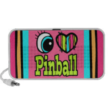 Bright Eye Heart I Love Pinball Laptop Speaker