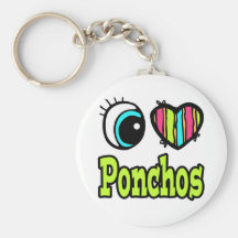 Bright Eye Heart I Love Ponchos Key Chains