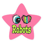 Bright Eye Heart I Love Robots stickers
